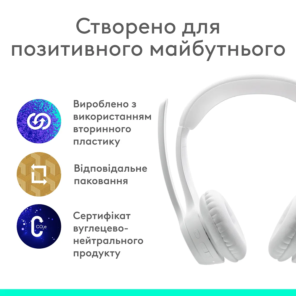 Гарнітура Logitech Бездротова Пластикова Повнорозмірна Біла