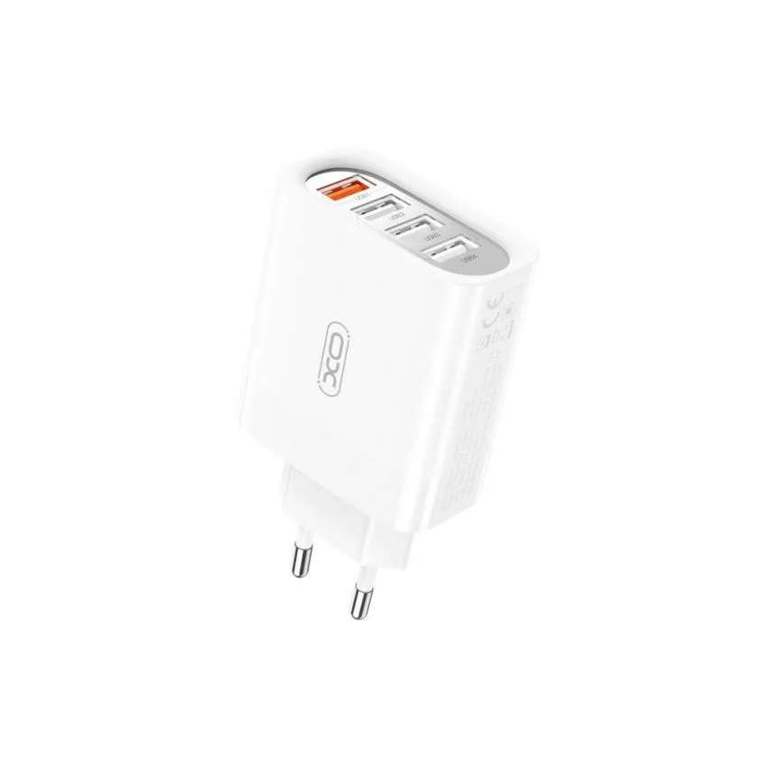 Мережевий зарядний пристрій XO адаптер 4USB 18W Type-C 95х52х28 мм білий