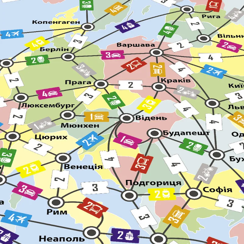 Настільна гра Подорож по Європі 2-5 гравців картон 25х25х6 см