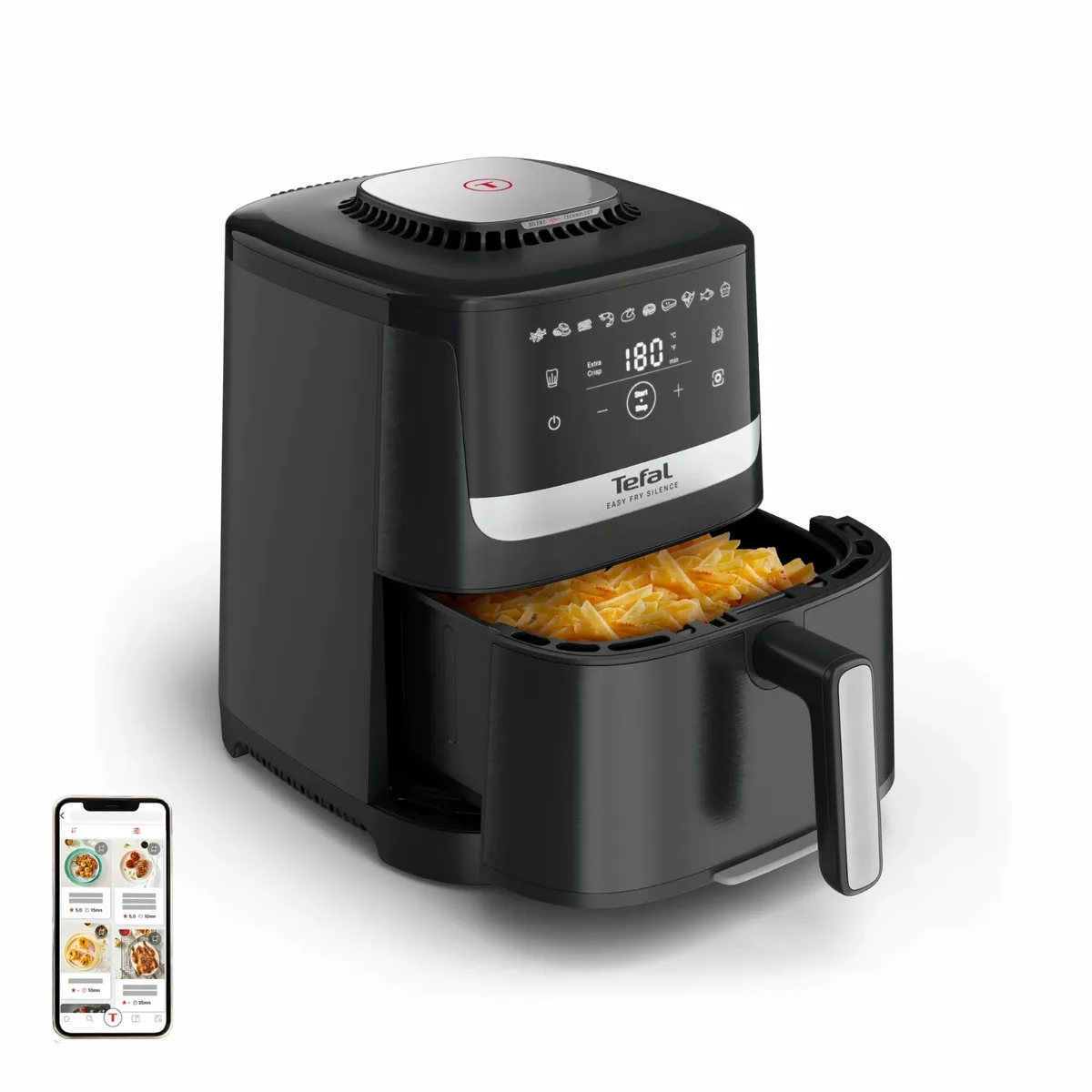 Мультифритюрниця Tefal Easy Fry Silence, 1670 Вт, 5 л, сенсорне управління, 10 режимів, пластиковий корпус, чорний.
