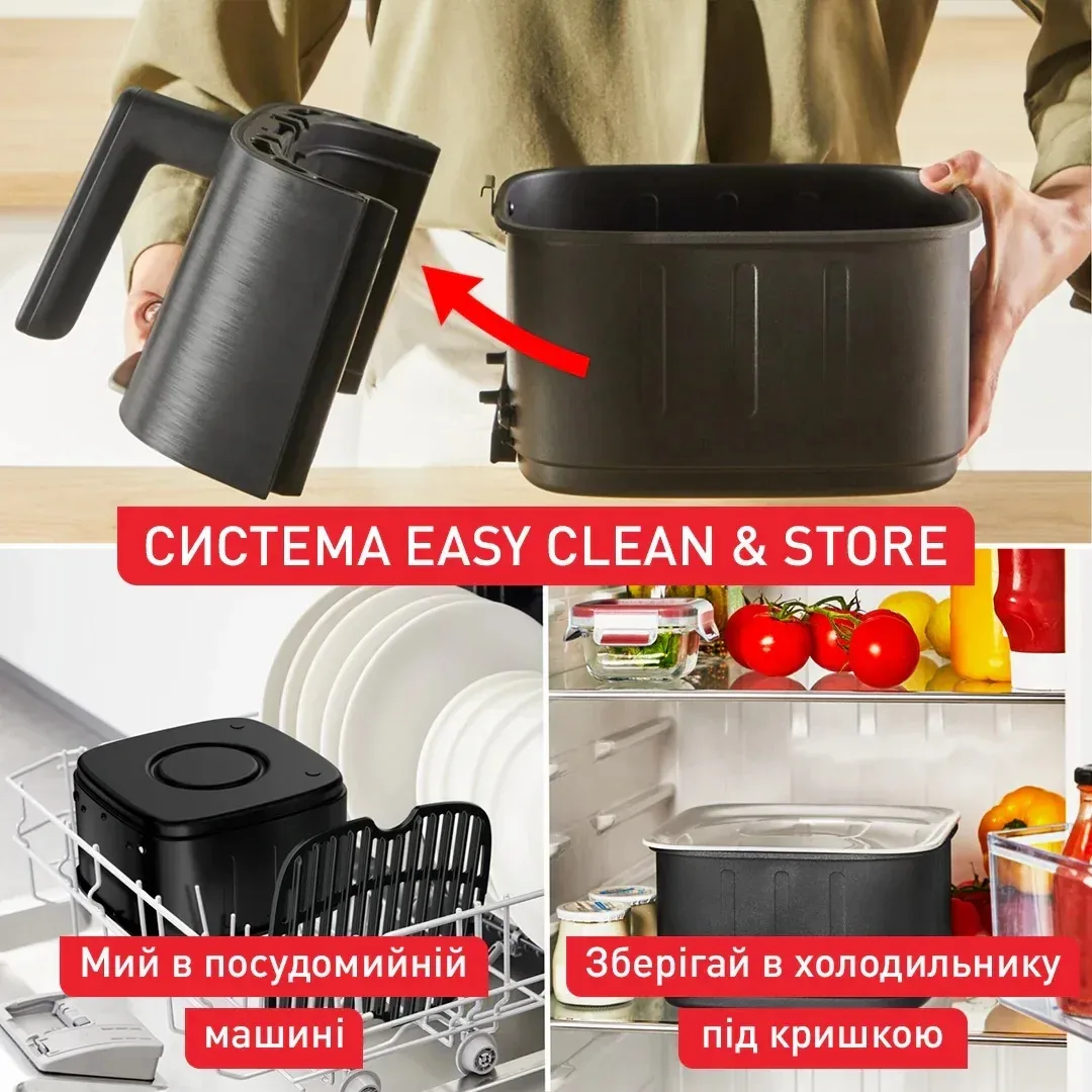 Мультифритюрниця Tefal Easy Fry Silence, 1670 Вт, 5 л, сенсорне управління, 10 режимів, пластиковий корпус, чорний.