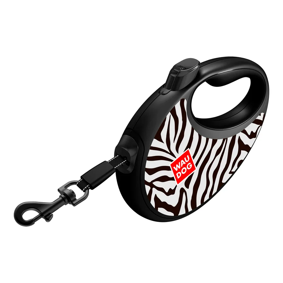 Повідець-рулетка WAUDOG R-leash L 5 м світловідбивна стрічка пластик Зебра