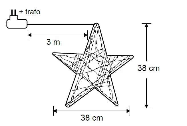 Декоративна зірка Luca Lighting метал 38 см срібляста 60 LED