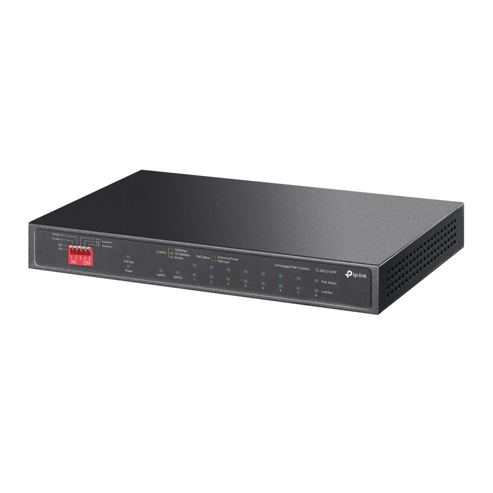 Комутатор TP-LINK  TL-SG1210PP 10xGE (PoE), 1xSFP, 123Вт, Некерований