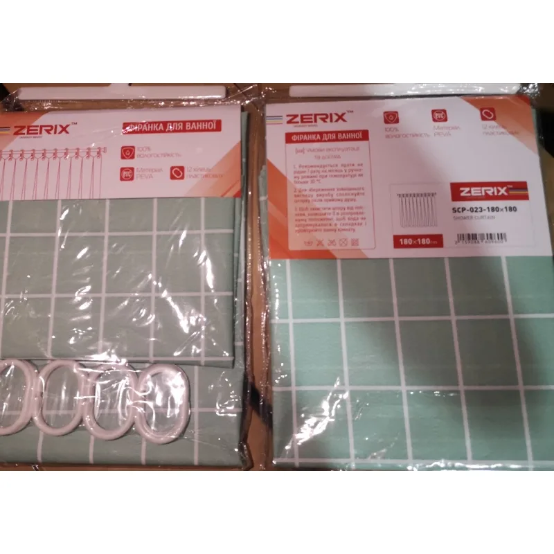 Шторка для ванної Zerix PEVA 180x180 Візерунок Клітина голуба
