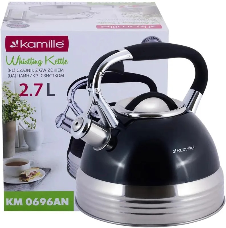 Чайник индукционный Kamille Blue 2.7л со свистком и бакелитовой ручкой