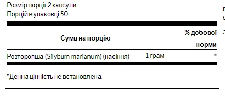 Swanson Milk Thistle 500 мг 100 капсул для детоксикації печінки