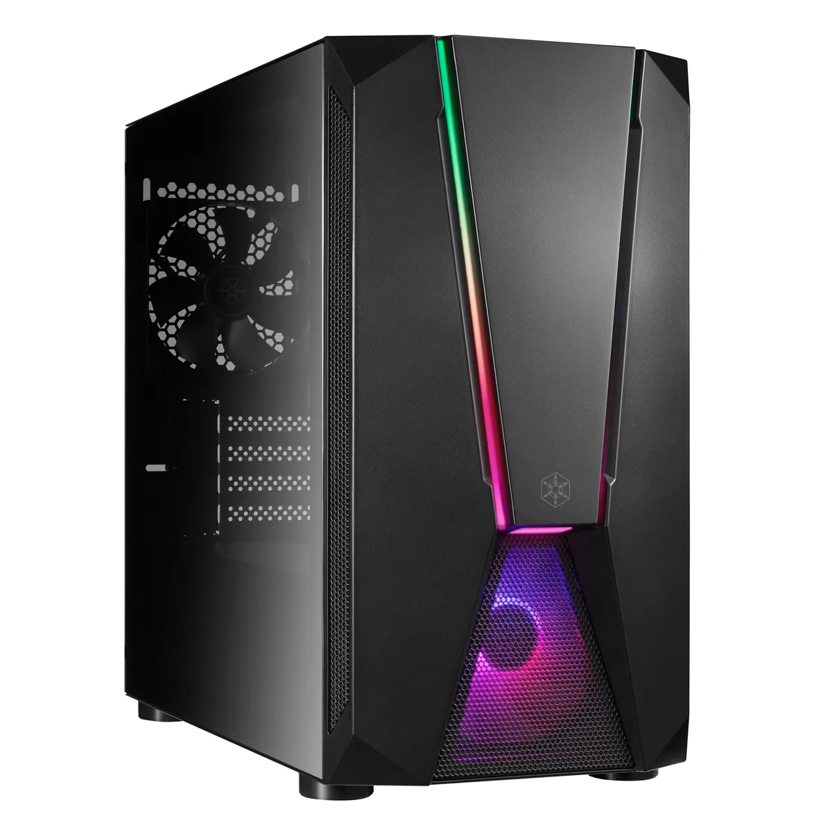 Корпус SilverStone Fara FAV1MB-PRO без БП, 2xUSB3.0, 2xUSB2.0, 1x120мм, ARGB VGA 379мм, LCS ready, TG боковая панель, mATX, черный.