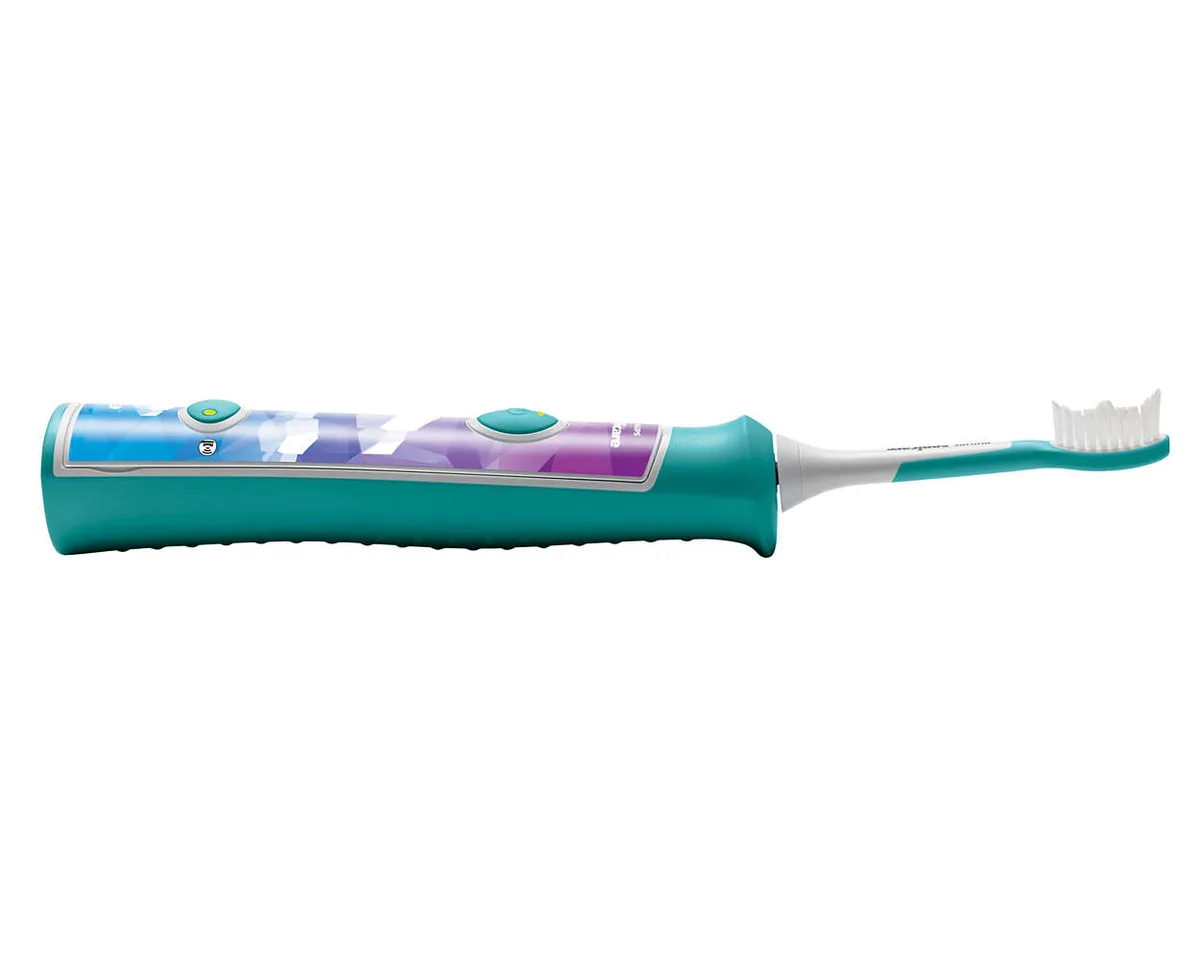 Електрична зубна щітка Philips Sonicare для дітей, 62 тис. коливань/хв, 2 насадки, Bluetooth, блакитна.