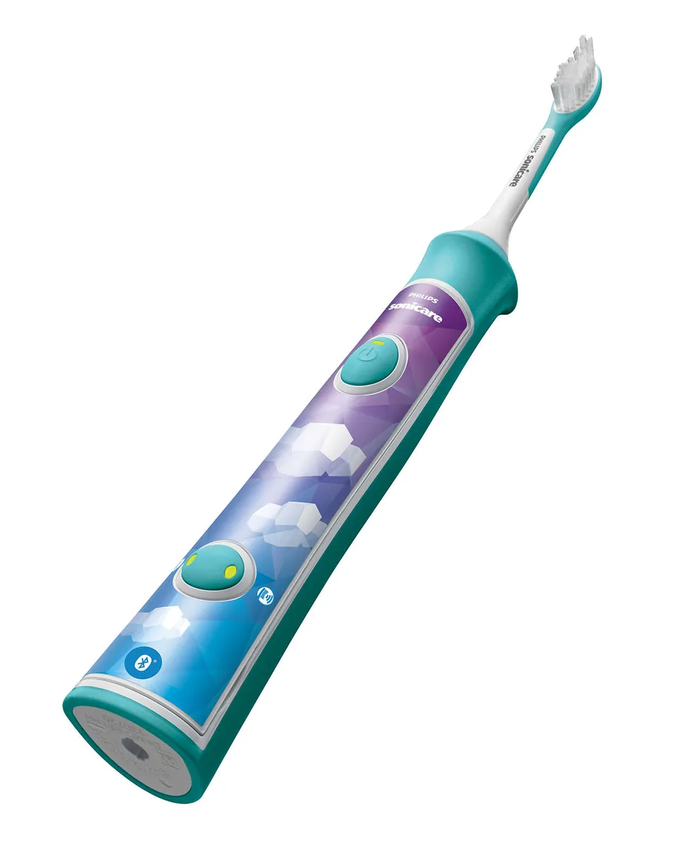 Електрична зубна щітка Philips Sonicare для дітей, 62 тис. коливань/хв, 2 насадки, Bluetooth, блакитна.