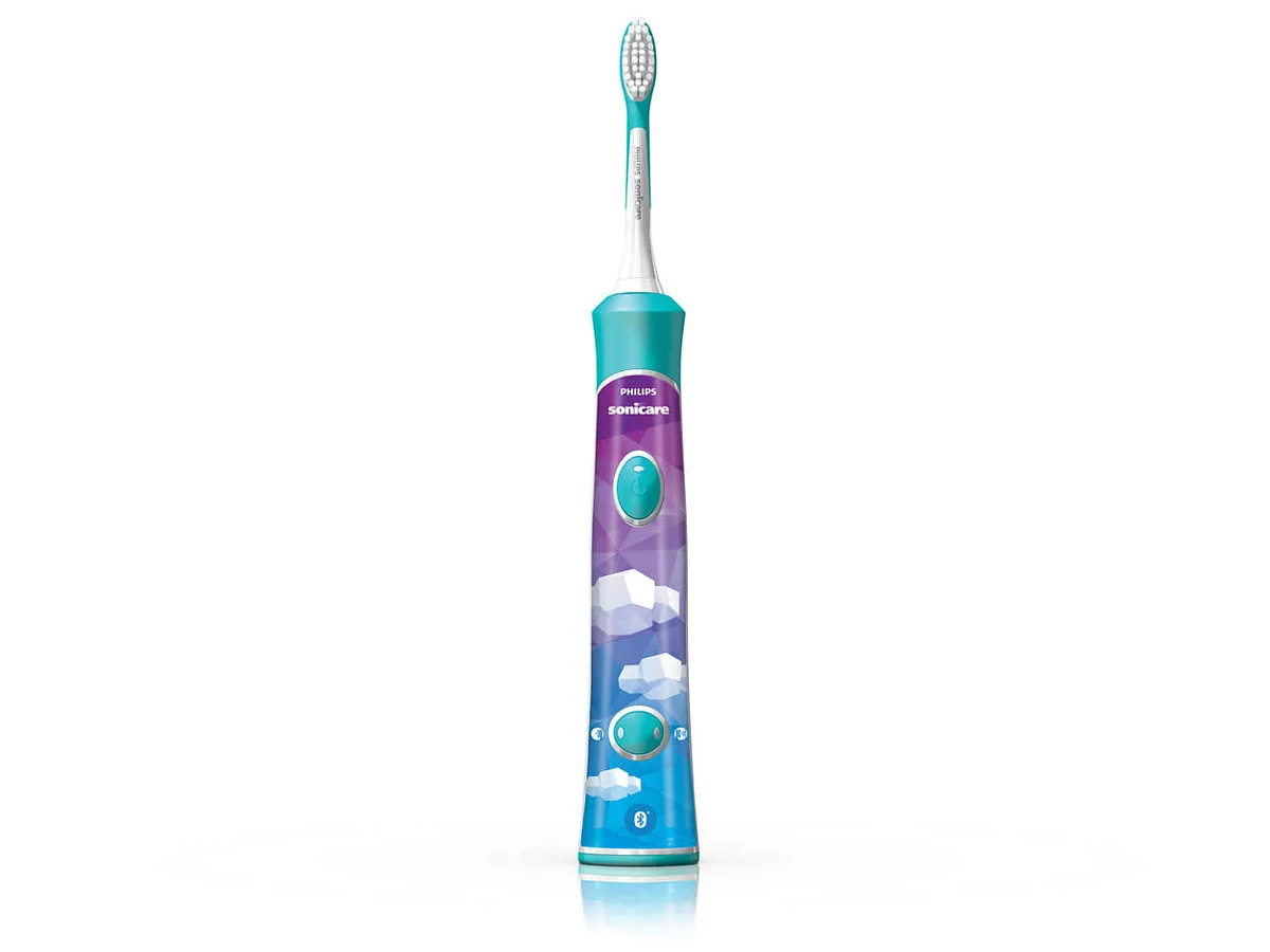 Електрична зубна щітка Philips Sonicare для дітей, 62 тис. коливань/хв, 2 насадки, Bluetooth, блакитна.