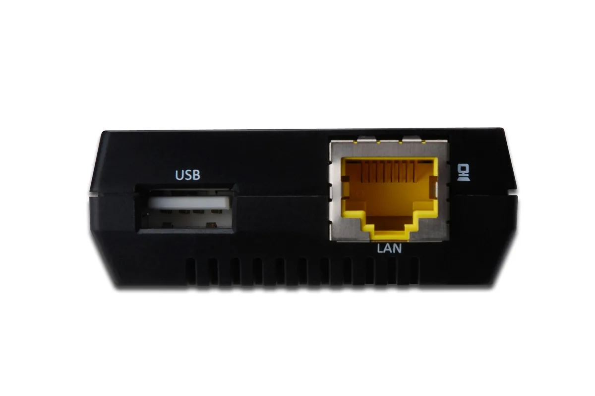Принт-сервер DIGITUS Fast Ethernet, NAS, 1xRJ45, 1xUSB A 2.0