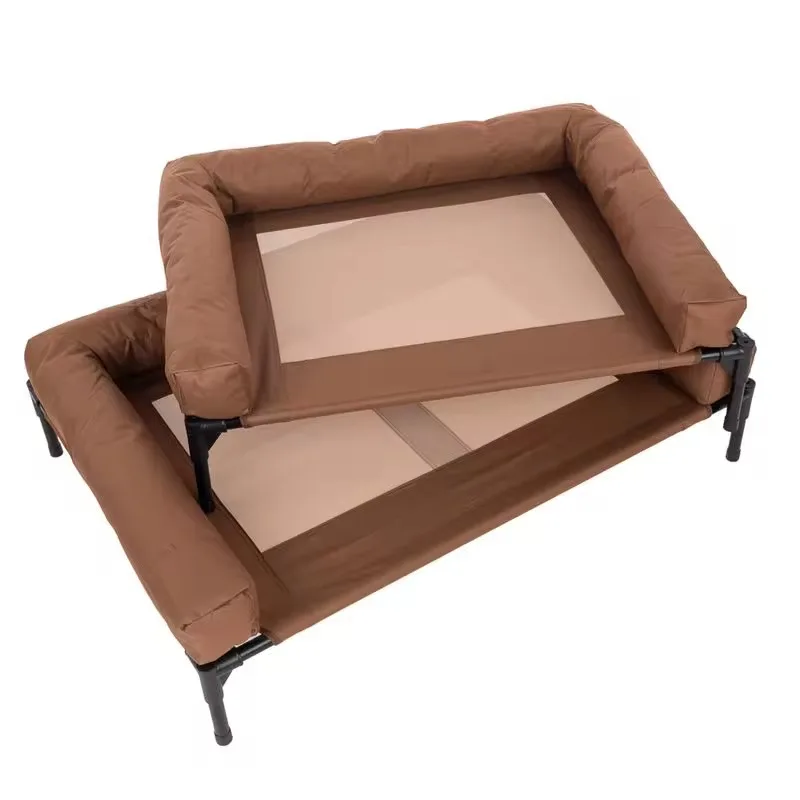 Велика лежанка для собак 91x76 см водовідштовхувальна складна металевий каркас сірий