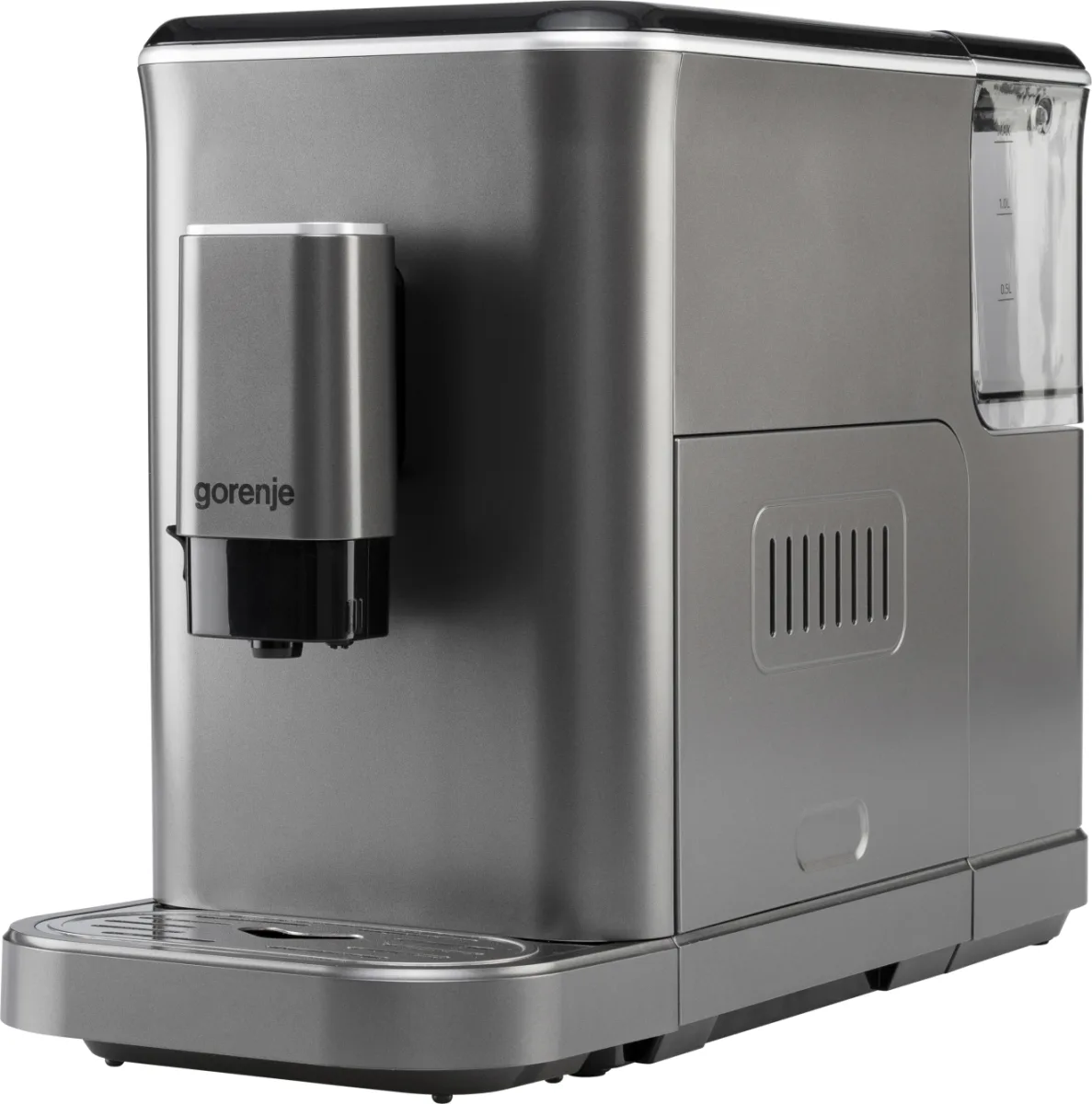 Кавомашина Gorenje, 1,5 л, для зернової кави, автоматичний капучинатор, дисплей з авторецептами - 7, сенсорне управління, антрацит