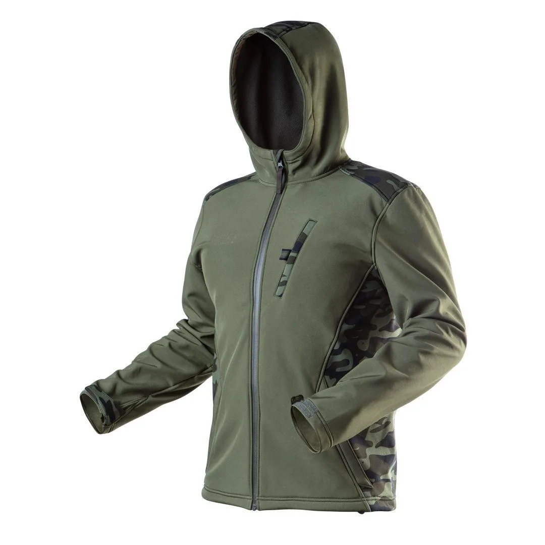 Куртка для роботи Neo Tools Camo, Softshell, флісова підкладка, вітро- та водозахисна, з капюшоном, XXL (56)