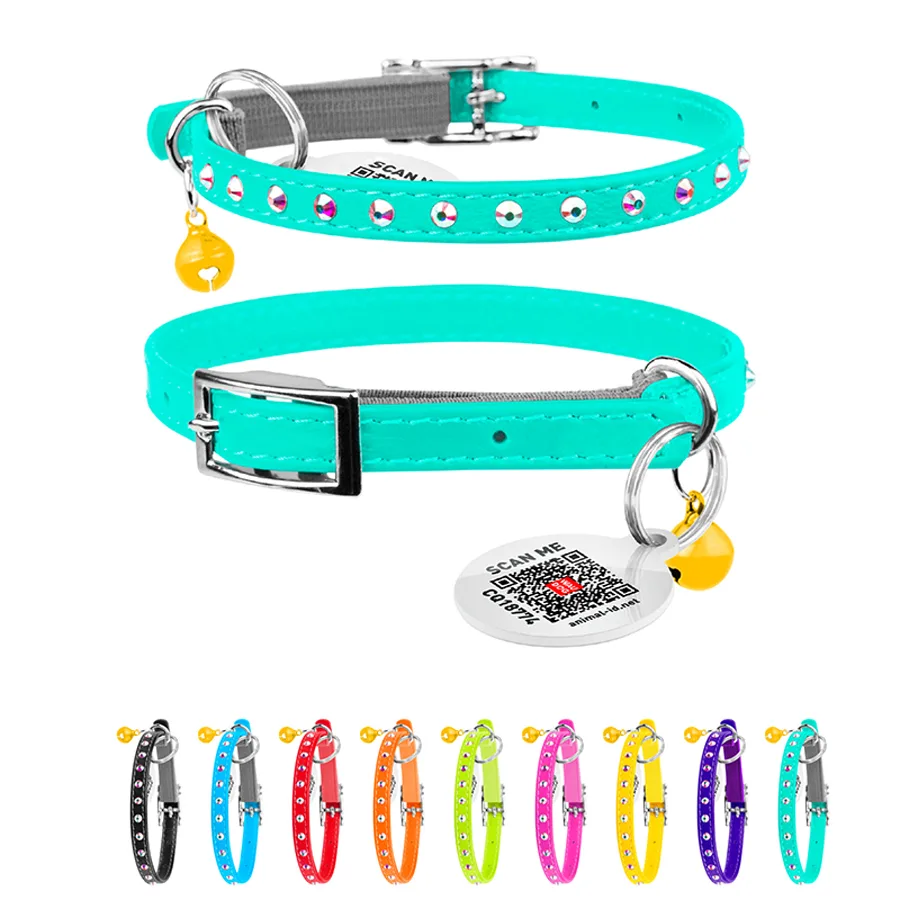 Нашийник WAUCAT Glamour 22-30 см шкіра ментоловий 9 мм