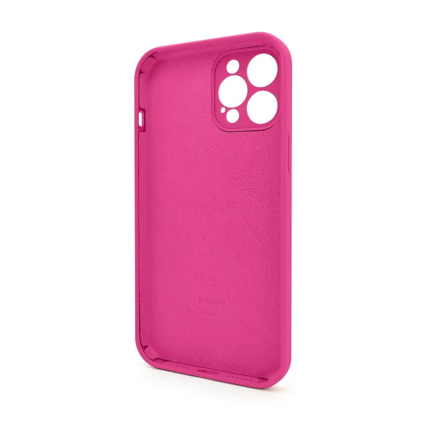 Силіконовий чохол для смартфона 12 Pro Max малиновий закрита камера