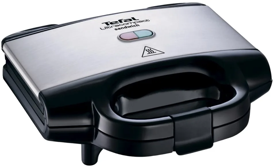 Сендвічниця Tefal Ultracompact 700Вт, 1 пластина для сендвічів, корпус з нержавіючої сталі та пластику, чорного кольору.