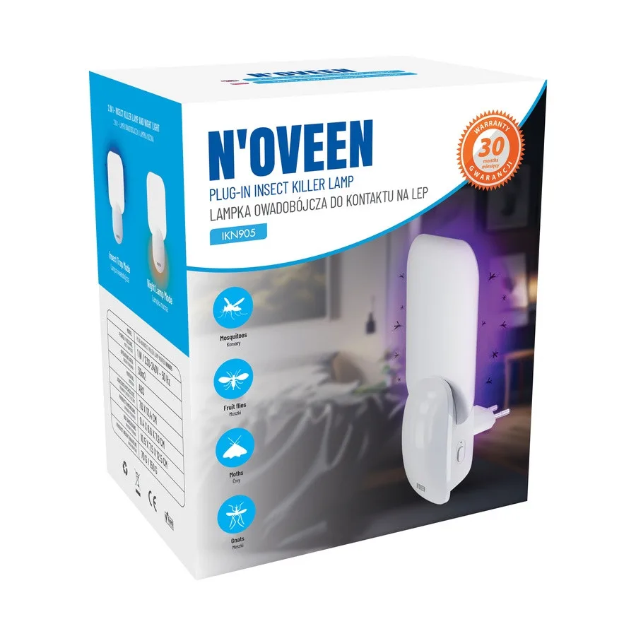 Лампа-ловушка для комах Noveen 1 Вт 30 кв.м біла