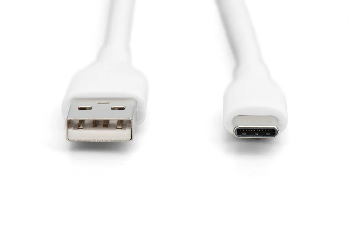 Кабель DIGITUS USB-A > USB-C заряджання/синхронізації, USB 2.0, 60W, силіконовий, 2м, білий