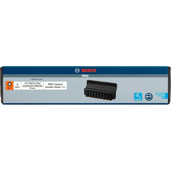 Набір ударних торцевих головок Bosch Professional Deep 3/4" 9шт
