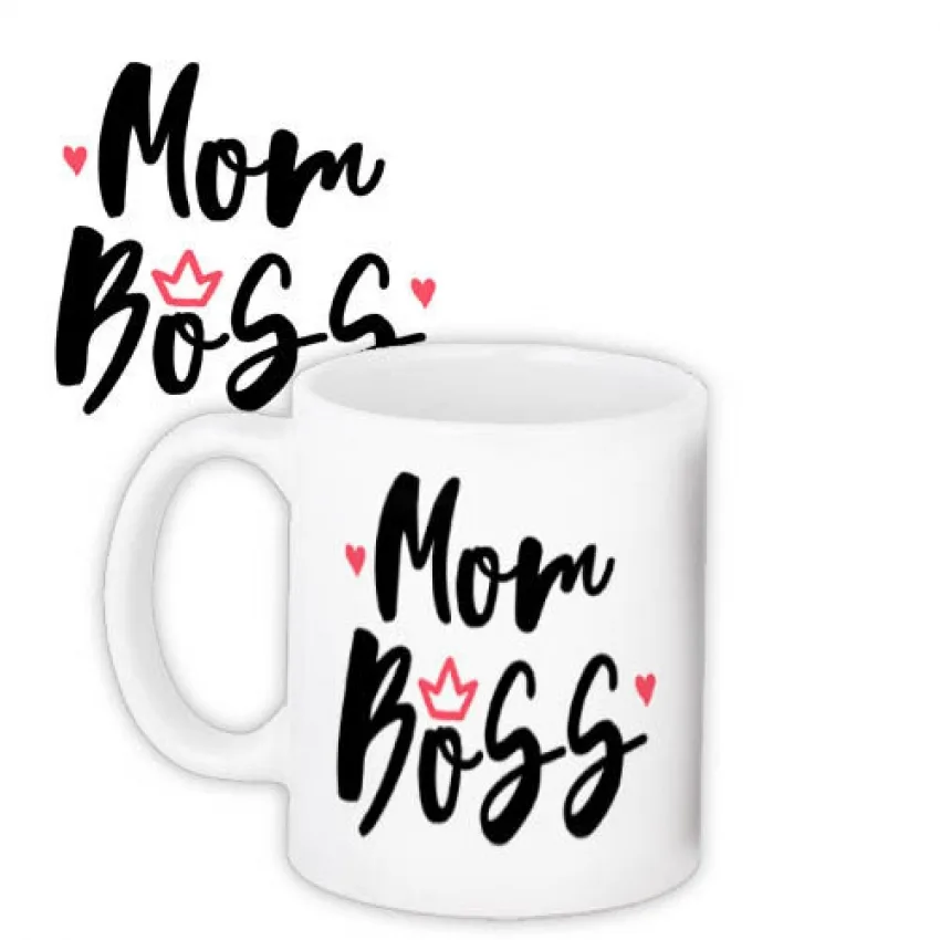Чашка Mom boss кераміка біла 9,5х12,5 см повнокольоровий друк