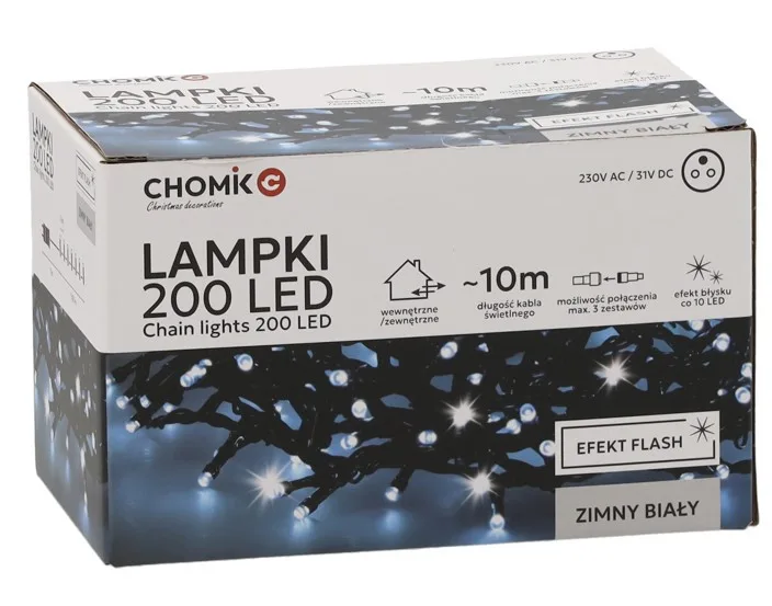 Гірлянда Chomik електрична 200 LED 10 м холодне біле