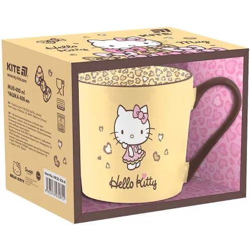 Чашка 400 мл Kite аніме Hello Kitty для напоїв стильний керамічний кухоль з подарунковою упаковкою