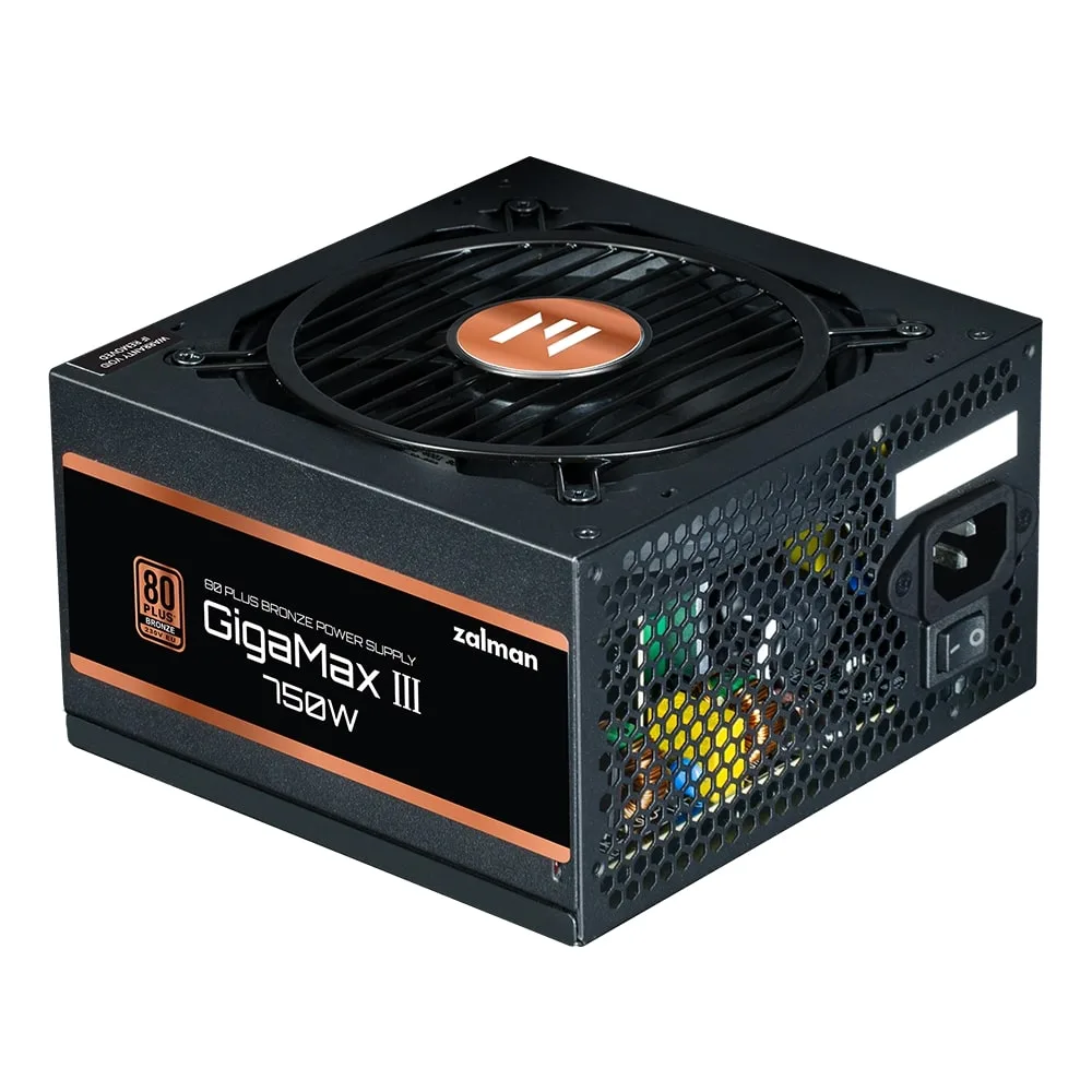 Блок живлення Zalman Gigamax 3  (750W), 88%, 80+ Bronze, 120мм, 1xMB 24pin(20+4), 2xCPU (8pin(4+4)+8pin), 3xMolex, 6xSATA, 4xPCIe 8pin(6+2), 1xPCIe GEN5 16pin, Semi Modular