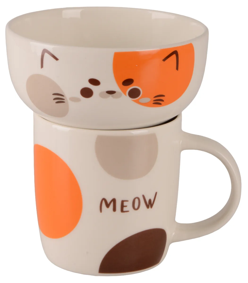 Набор для завтрака Happy Cat фарфор 2 предмета 340 мл 350 мл