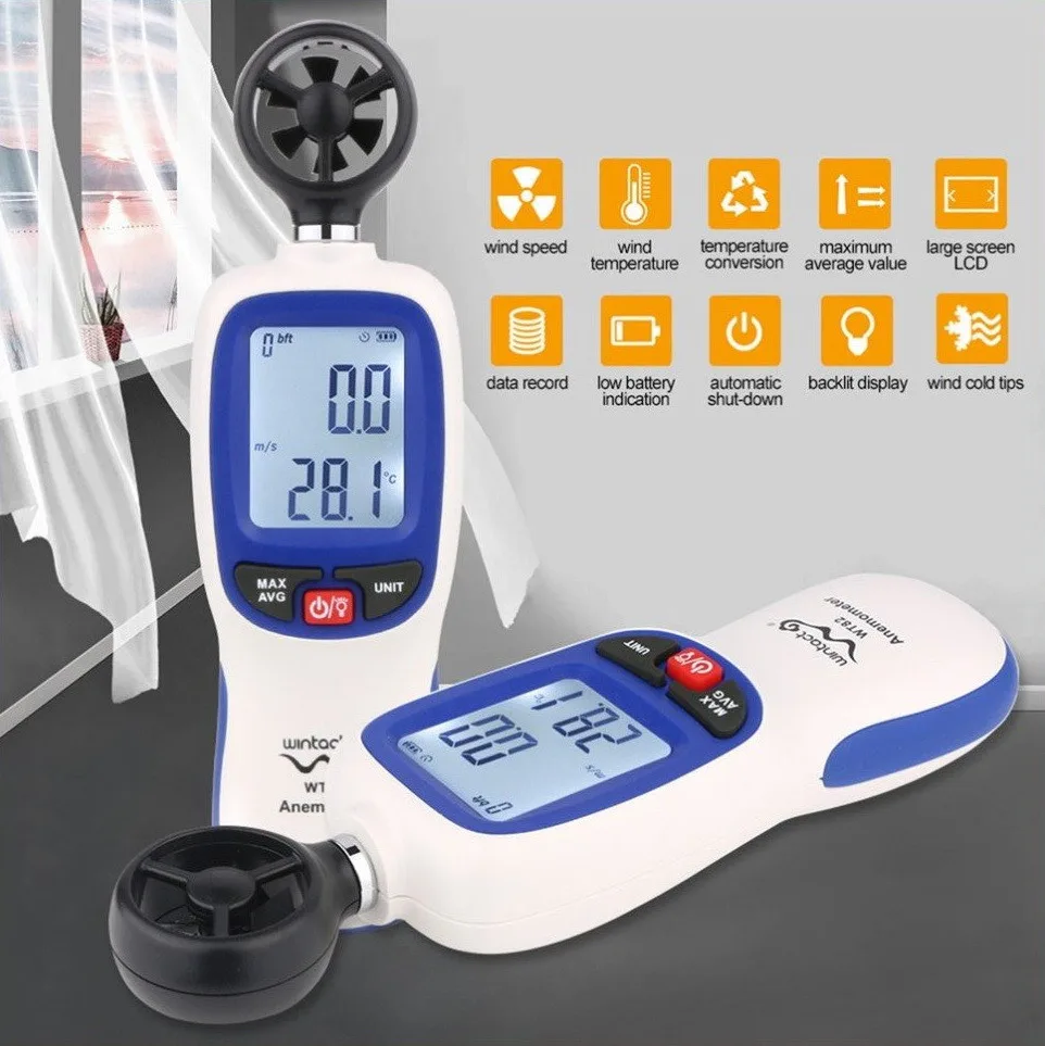 Цифровий анемометр WINTACT WT82 0,3-30 м/с пластик 105х40х15 мм