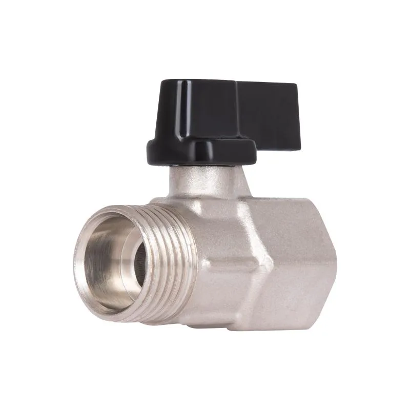 Кран шаровой мини 1/2" запорный латунный Thermo Alliance Forte никелированный
