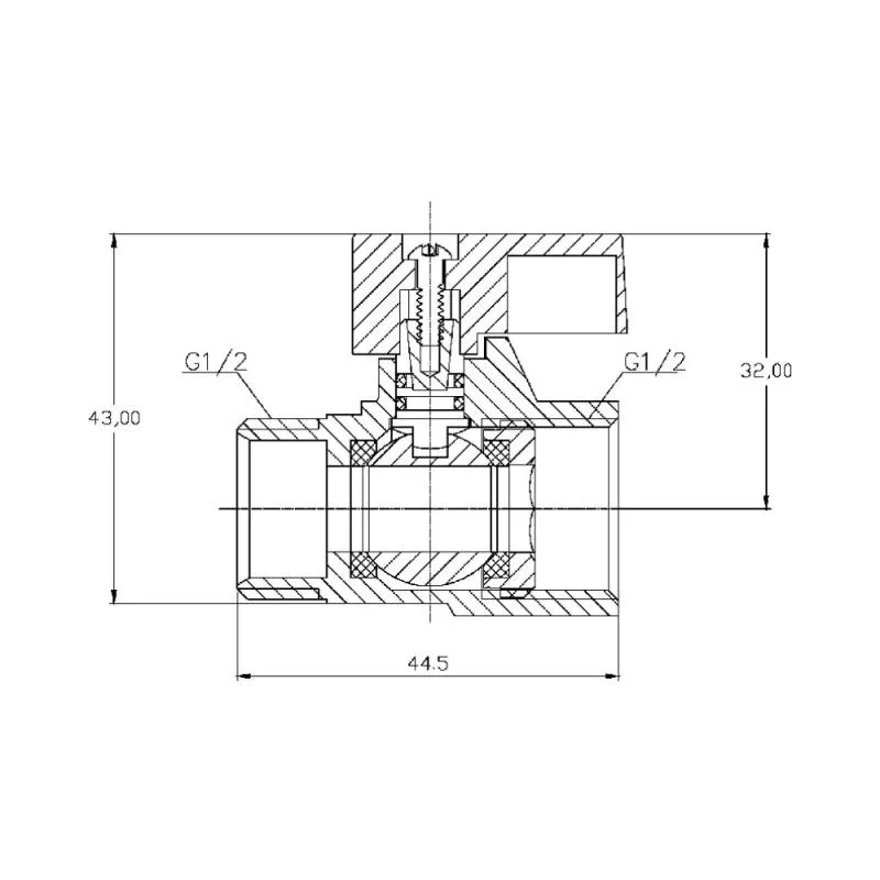 Кран шаровой мини 1/2" запорный латунный Thermo Alliance Forte никелированный