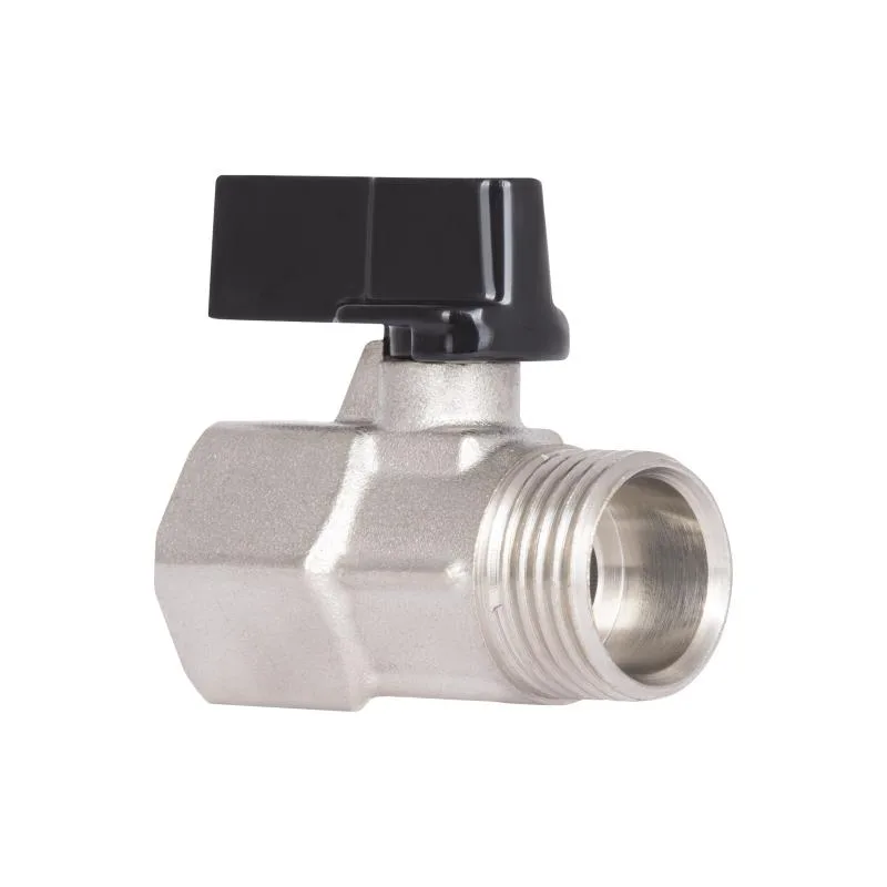Кран шаровой мини 1/2" запорный латунный Thermo Alliance Forte никелированный