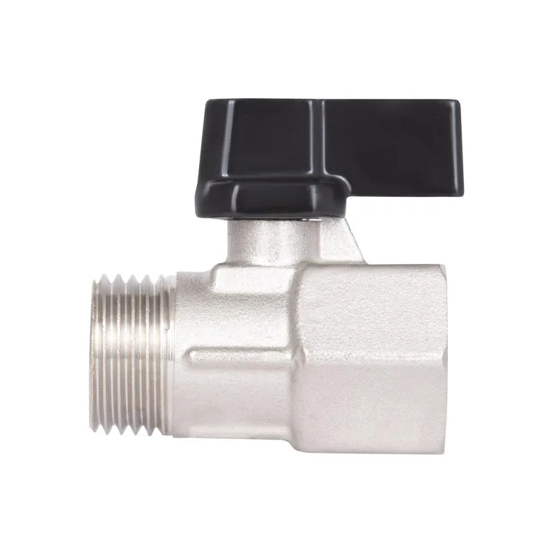 Кран шаровой мини 1/2" запорный латунный Thermo Alliance Forte никелированный