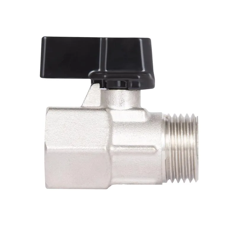 Кран шаровой мини 1/2" запорный латунный Thermo Alliance Forte никелированный