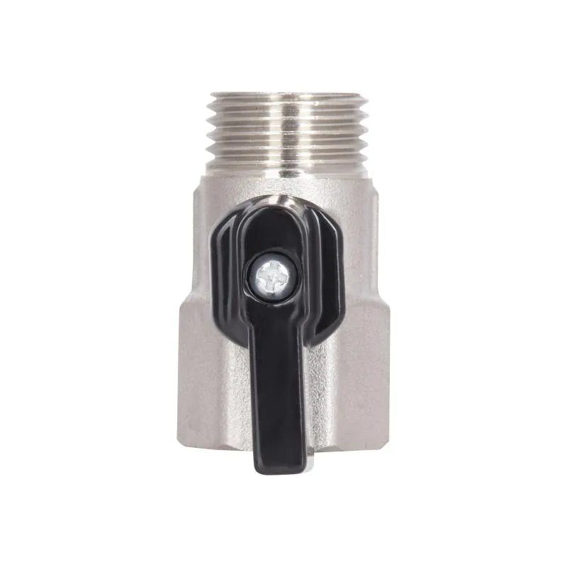 Кран шаровой мини 1/2" запорный латунный Thermo Alliance Forte никелированный