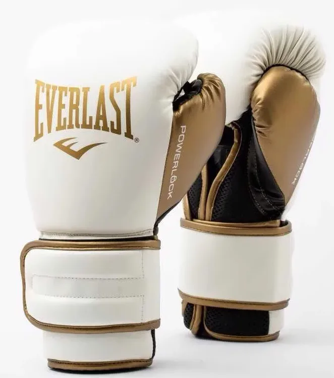 Боксерські рукавиці Everlast поліуретан 12 унцій білий золотий