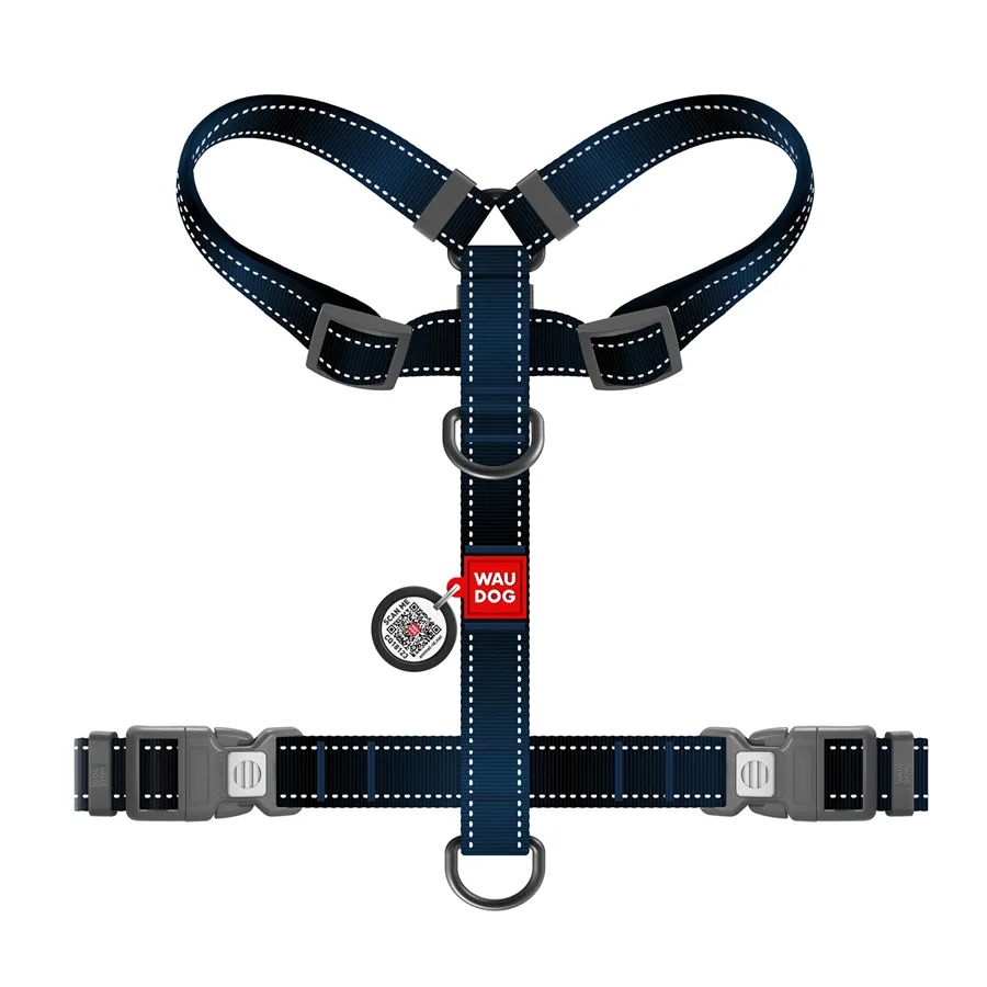 Шлея анатомічна WAUDOG Nylon Mono H-подібна 25 мм 60-100 см чорна