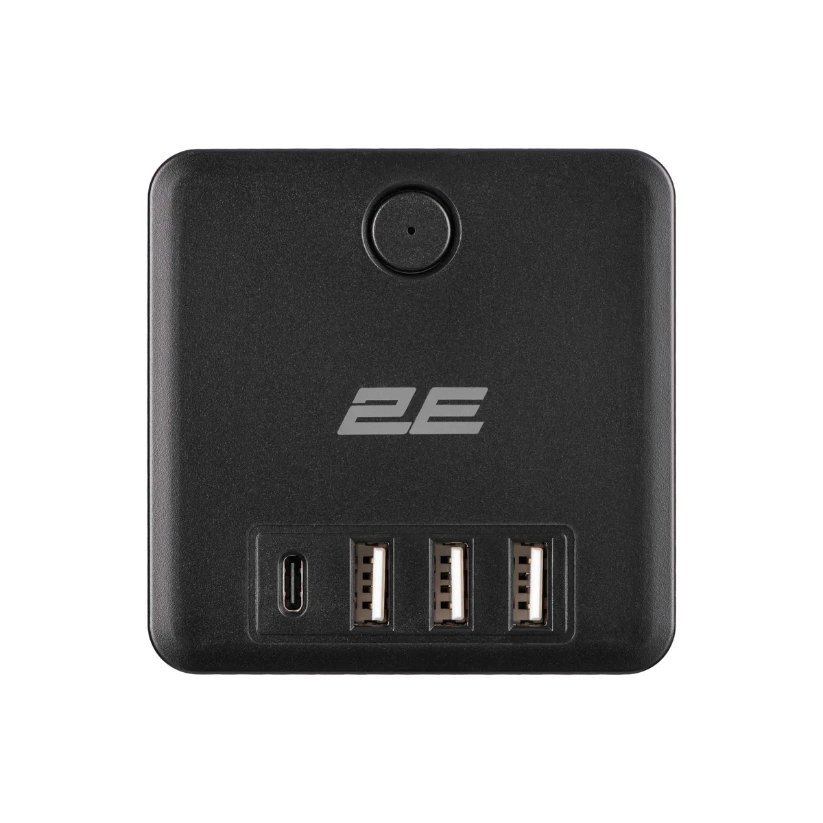 Адаптер мережевий 2E 3xТипF, 16A, 2xUSB-A, 1x USB-C фільтр, чорний