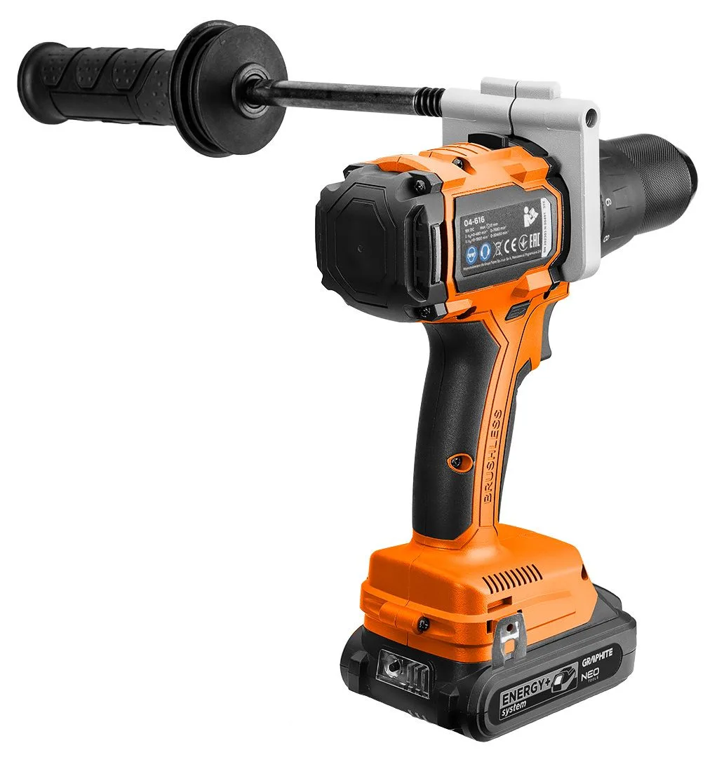 Акумуляторний шуруповерт-дриль Neo Tools Energy+ 18В 100Нм 0-480·0-1900 об/хв 1.56 кг без акумулятора та зарядного пристрою.