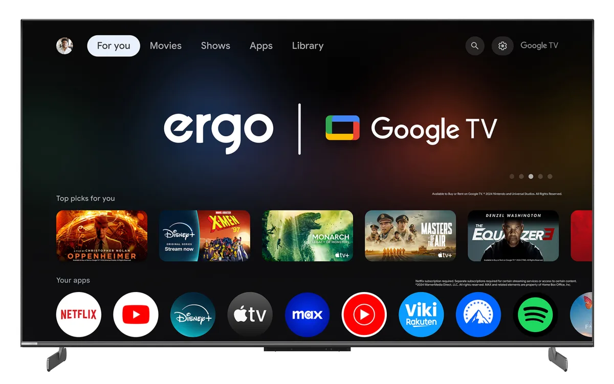 Телевізор ERGO MiniLED 55 дюймів QLED Титановий 4K 120Гц Dolby Vision