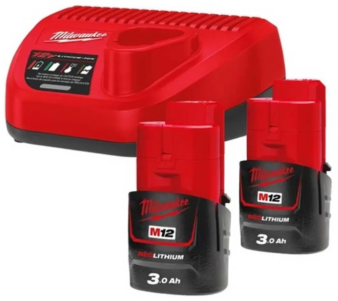 Комплект батареї та зарядного пристрою Milwaukee NRG-302 12В 2х3А·год Redlithium M12 ЗП С12C