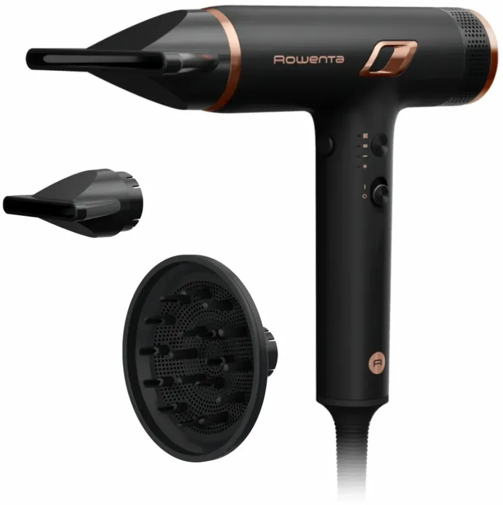 Фен Rowenta T-Shape Maestria Nano, 1700Вт, 3 настройки, диффузор, ионизация, холодный обдув, черный