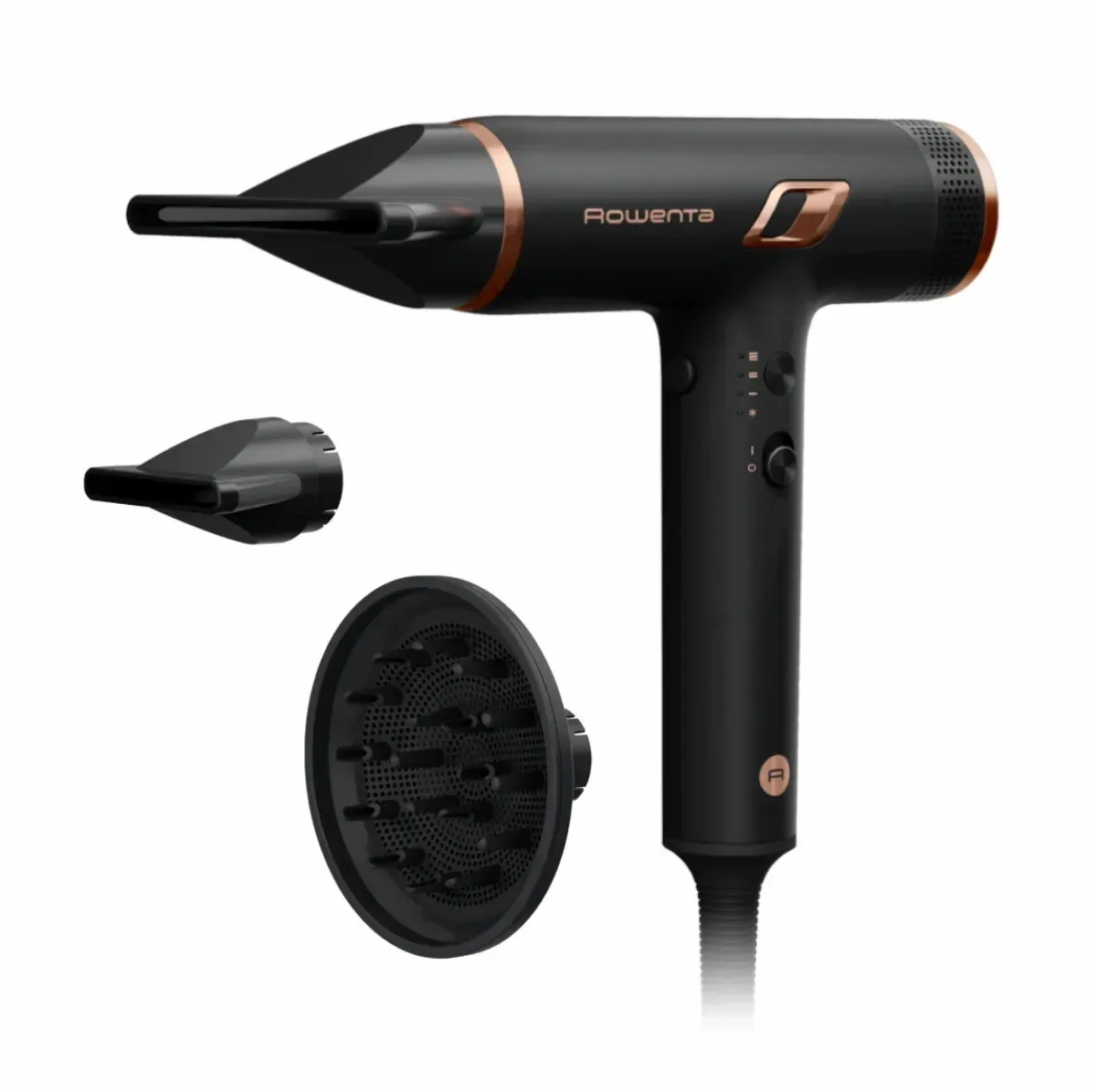 Фен Rowenta T-Shape Maestria Nano, 1700Вт, 3 налаштування, дифузор, іонізація, холодний обдув, чорний.