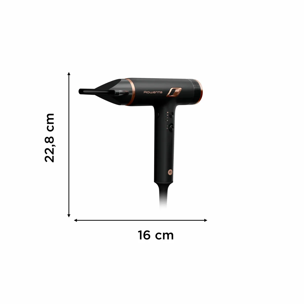 Фен Rowenta T-Shape Maestria Nano, 1700Вт, 3 налаштування, дифузор, іонізація, холодний обдув, чорний.