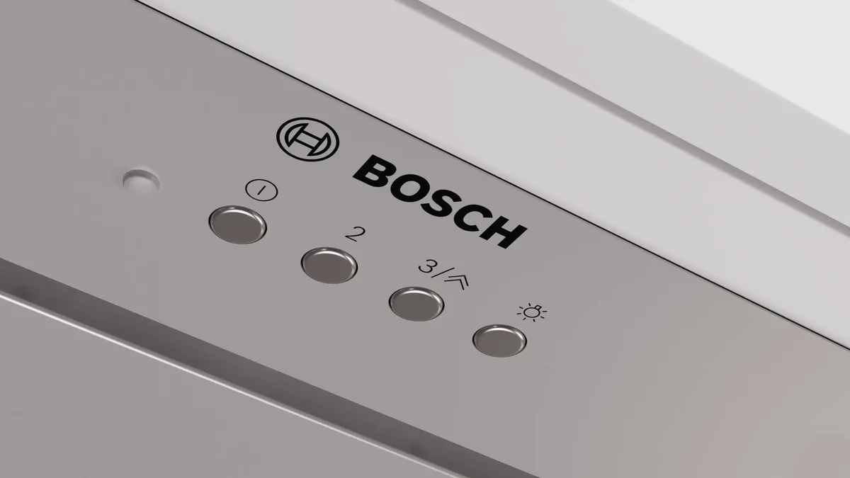 Вбудована витяжка Bosch, 52 см, продуктивність 570 м3/год, нержавіюча сталь.