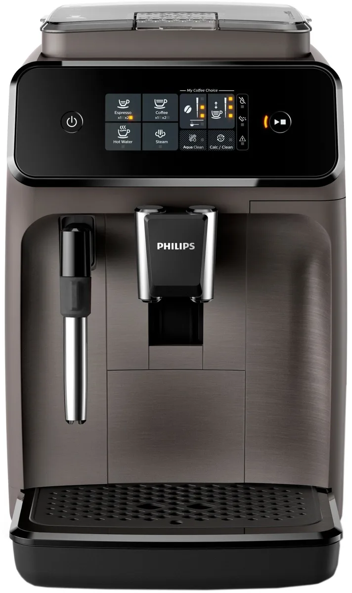 Кавоварка Philips Series 1200, об'єм 1.8л, для зернової кави, з ручним капучинатором та 2 авторецептами, чорного кольору.