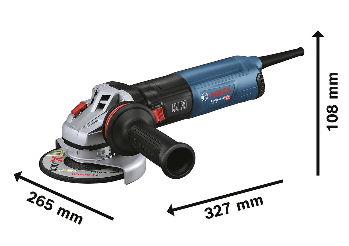 Кутова шліфувальна машина Bosch Professional GWS 14-125 S, 125 мм, 1400 Вт, 1800-11500 об/хв, 2.2 кг.