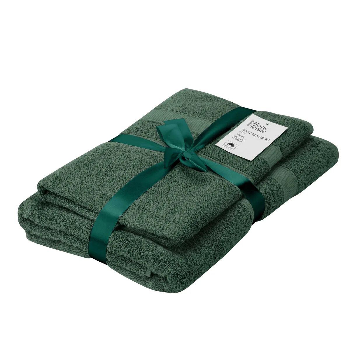 Комплект махрових рушників ARDESTO Splendid 50х90 см, 70х140 см, 2 шт, 100% бавовна, зелений колір.